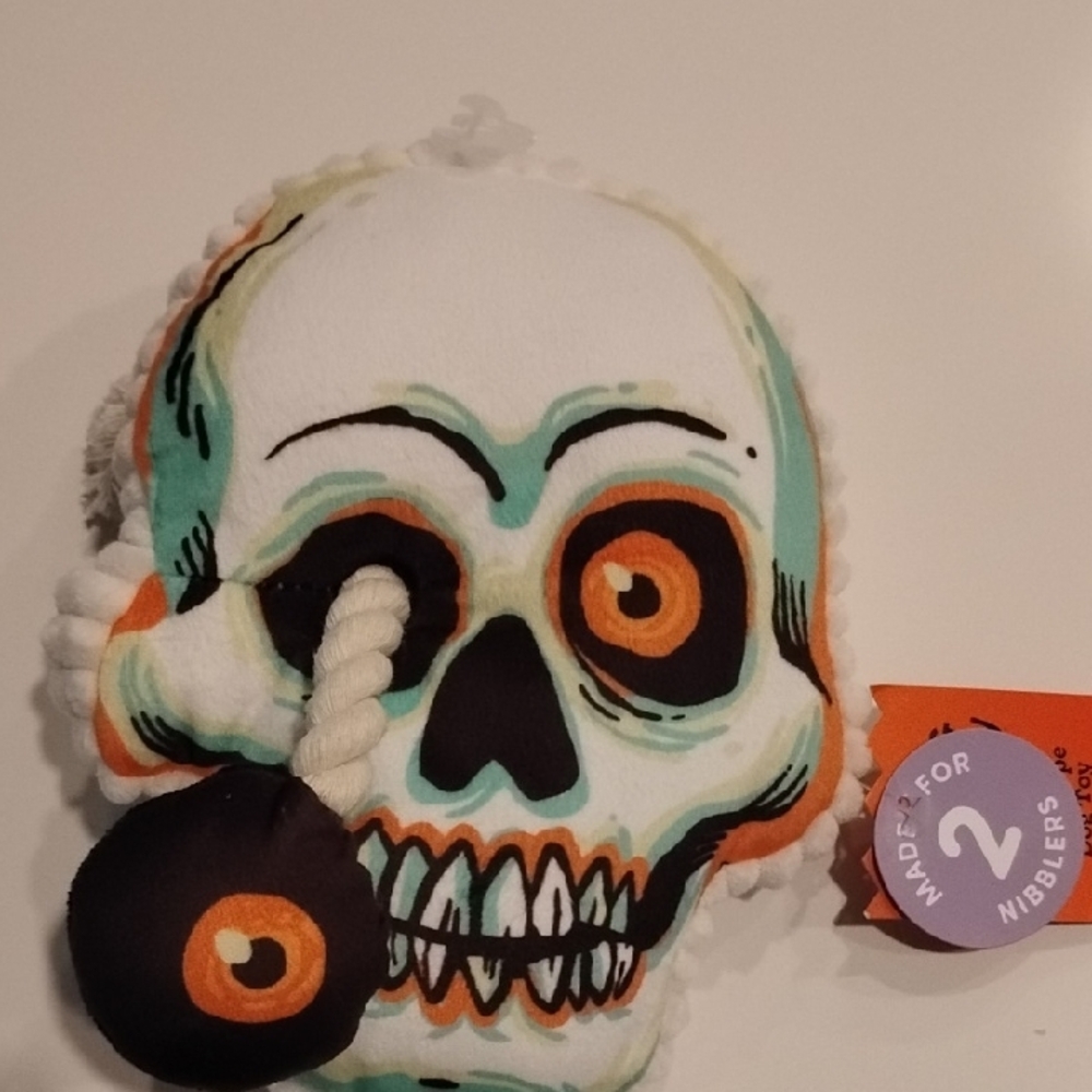 Target Halloween Skull Dog Toy - Orange, Black, White